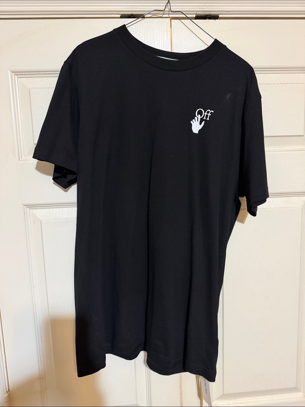 Off-White Black Short-Sleeve Tee with Small White Logo
